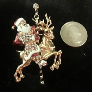 Santa rhinestone pin, Reindeer